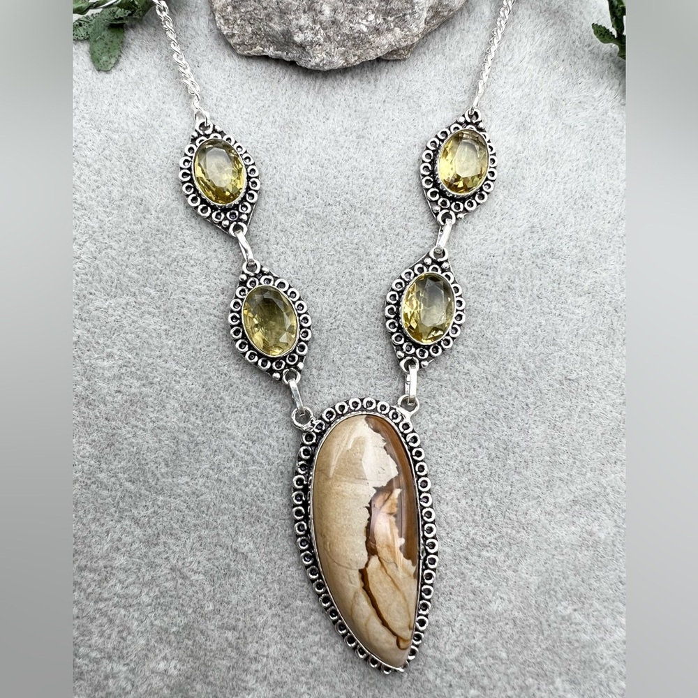 SALE- LANDSCAPE JASPER/ CITRINE NECKLACE